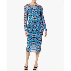 NEW TEREA Women's Kenzie Mesh Midi Dress & Slip S